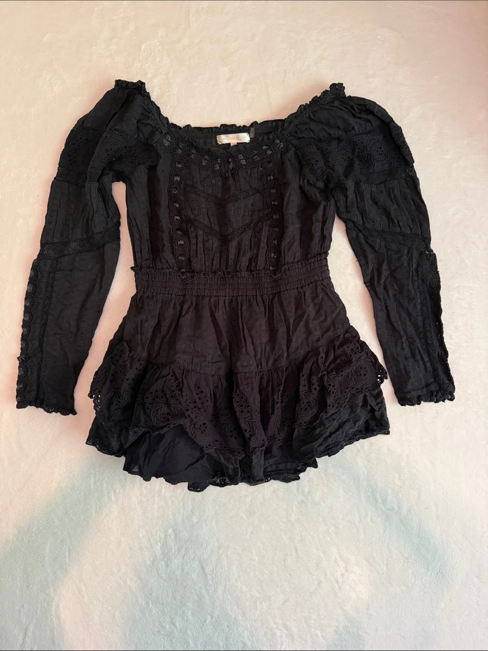 long sleeve lace and chiffon dress Boho Sleeved Flowy Lace Chiffon Wedding Dress main image 0